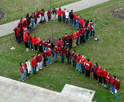 Human AIDS ribbon in Oak Grove in 2005