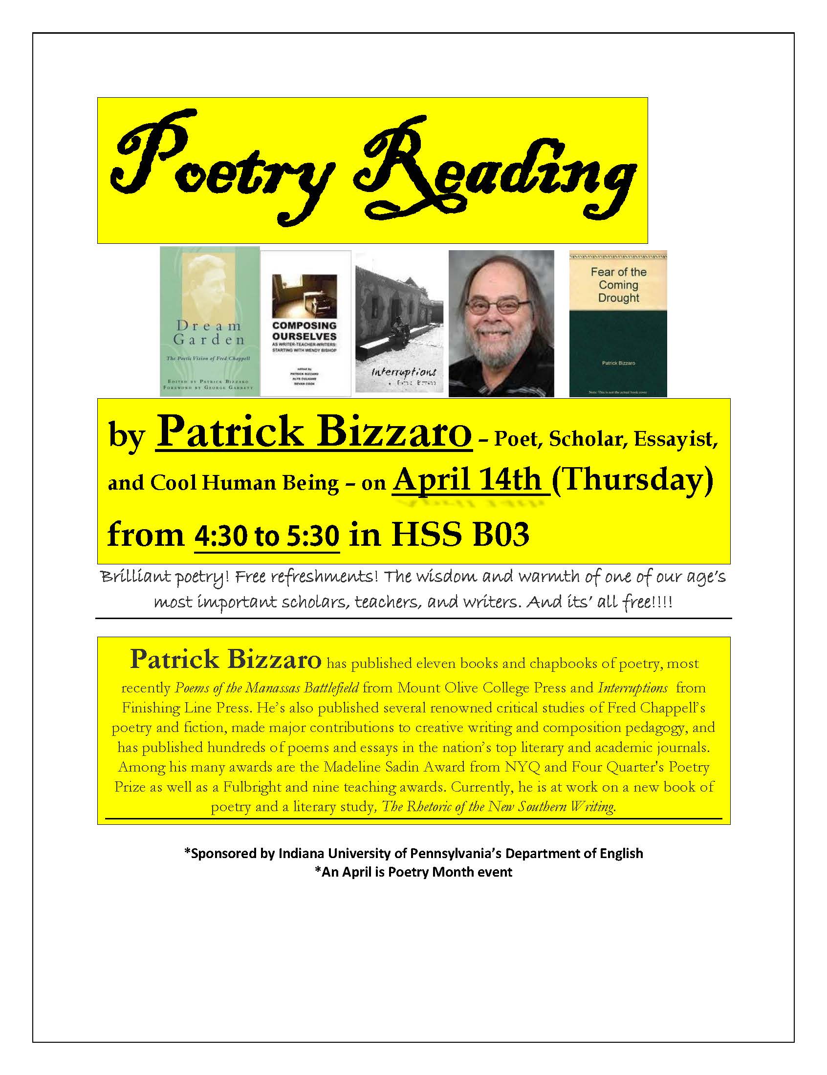 Patrick Bizzaro Poetry Reading Final Flyer